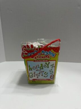 Holiday Colored Candy Cane and Green Foam Stickers - Green & Red
